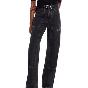 RE/DONE Super High Workwear Wide Leg Jeans in Shaded Black